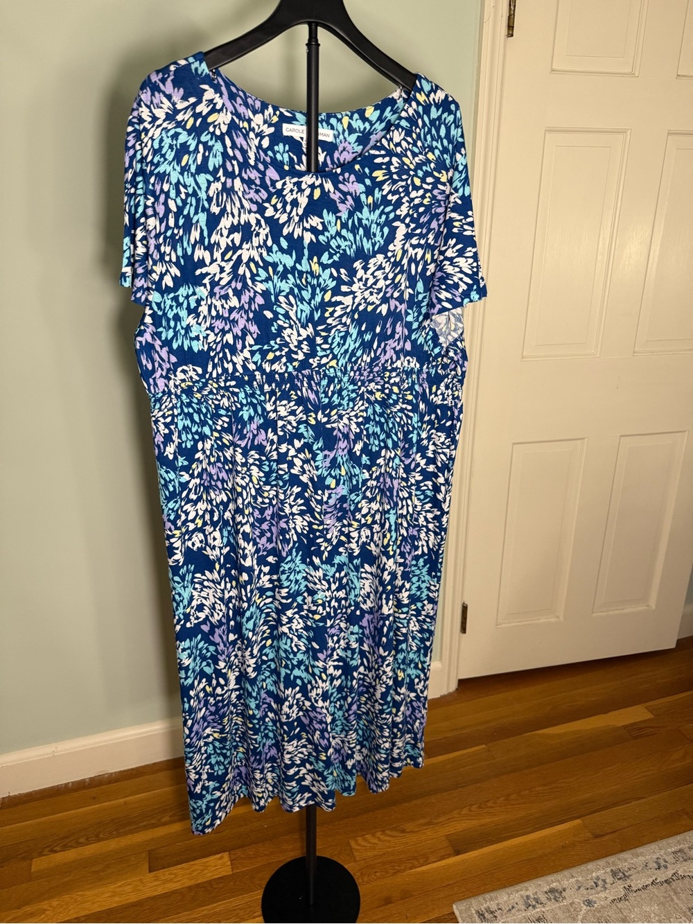 Carole Hochman P2X Blue Floral Stretch Midi Maxi Dress